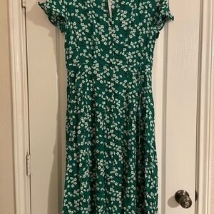 LOFT Green Floral Midi Dress